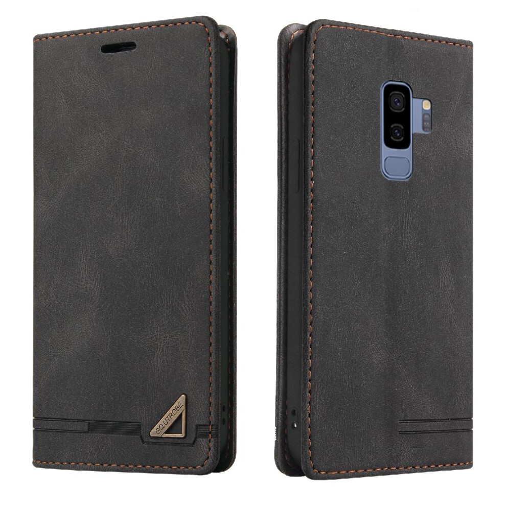 (Black) Case For Samsung Galaxy S9 Plus Premium Leather Premium Leather Two Card Slots Kickstand Black 764762717155