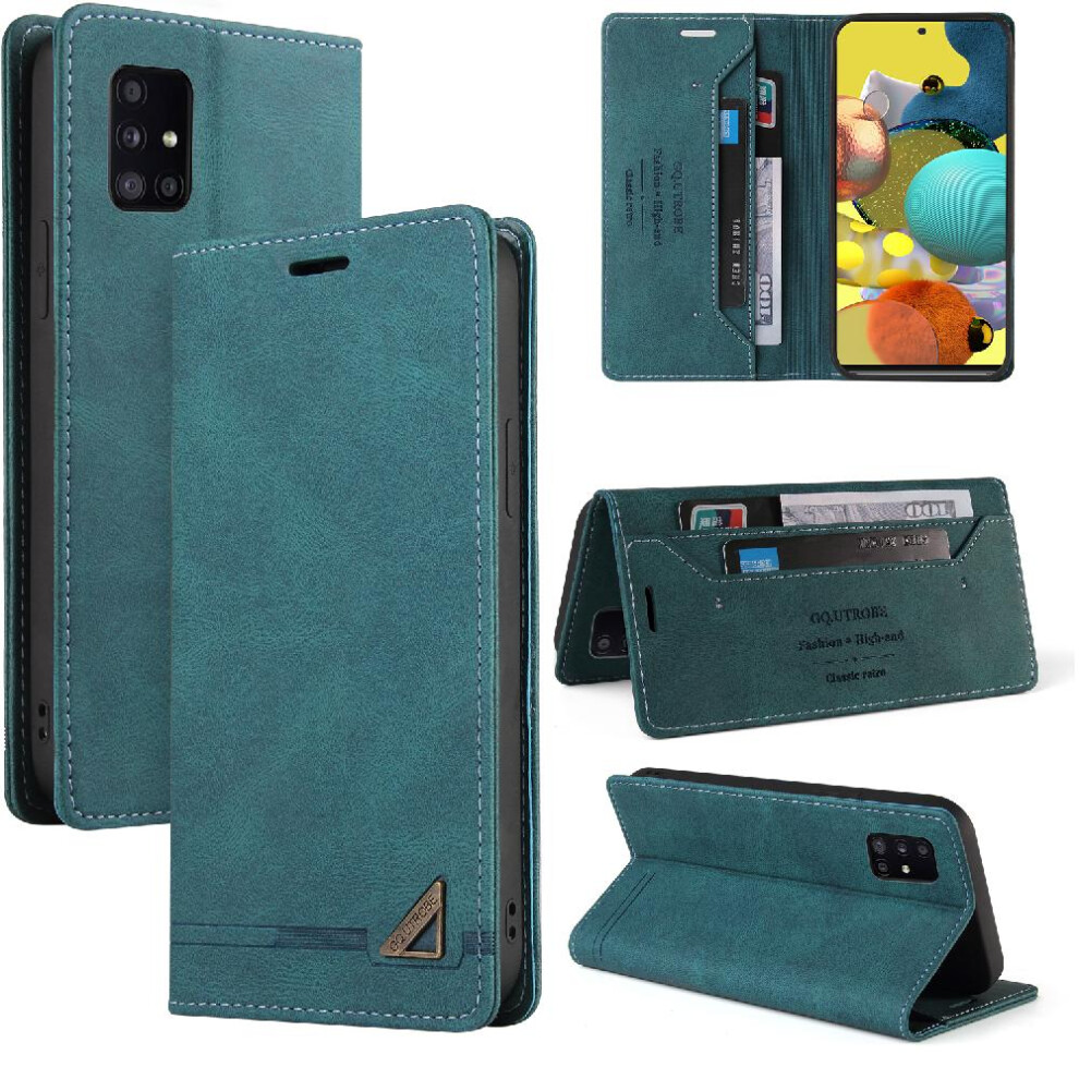 (Green) Case For Samsung Galaxy A51 Premium Leather Two Card Slots Kickstand Premium Leather Green 764762718145