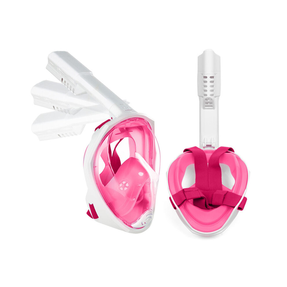 (Pink, S/M) Full Face Snorkel Mask Shallow Water Snorkel Diving Mask for Adult Youth Kids