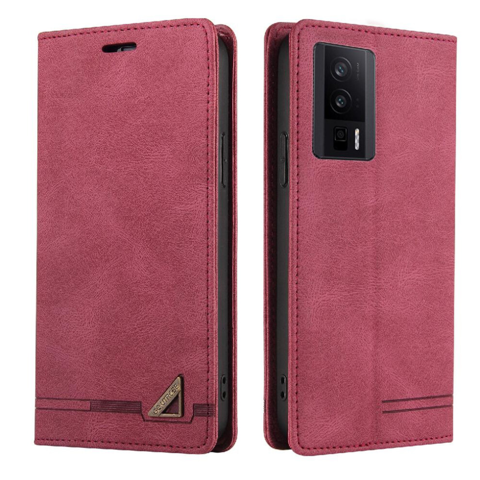 (Red) Case For Xiaomi Poco F5 Pro Two Card Slots Kickstand Premium Leather Premium Leather Red 764762720124