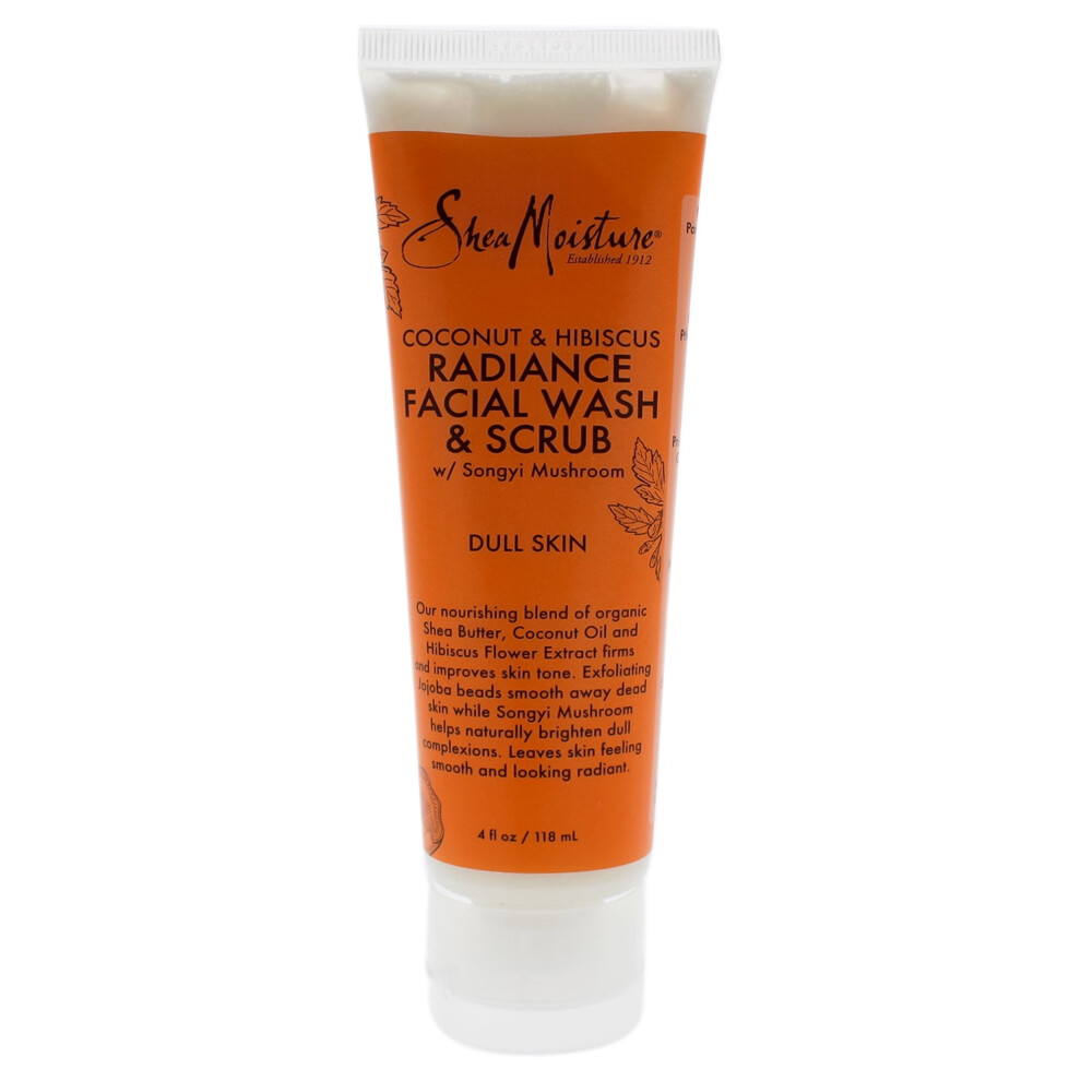 SheaMoisture Coconut & Hibiscus Radiance Facial Wash & Scrub For Dull Skin Gentle Face Cleanser Daily Skin Care 118ml