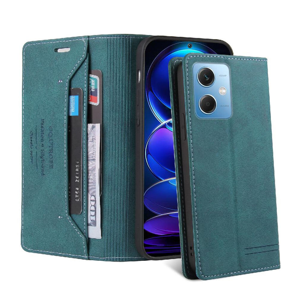 (Green) Case For Xiaomi Poco X5 Two Card Slots Premium Leather Premium Leather Kickstand Green 764762720667