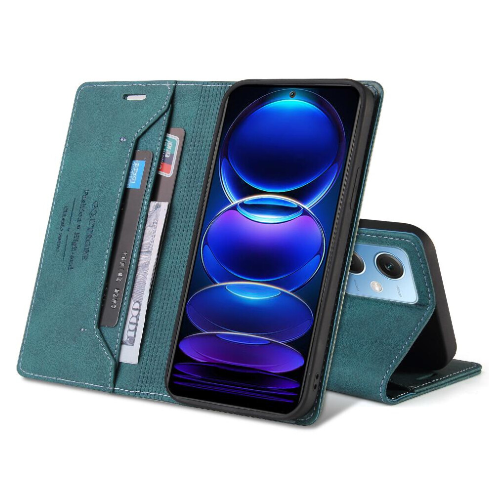 (Green) Case For Xiaomi Redmi Note12 5G Kickstand Premium Leather Two Card Slots Premium Leather Green 764762720704