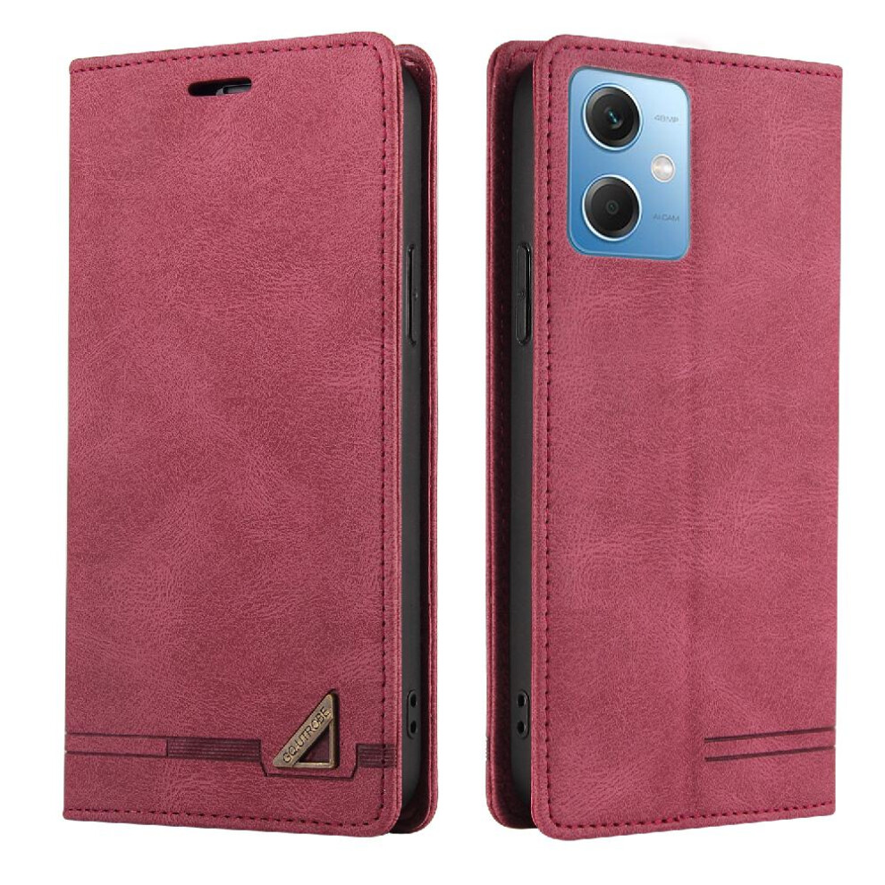 (Red) Case For Xiaomi Mi Note12 5G Kickstand Premium Leather Two Card Slots Premium Leather Red 764762720728
