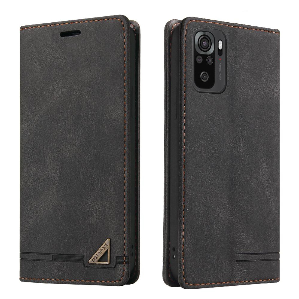 (Black) Case For Xiaomi Redmi Note 10 4G/Note 10S Premium Leather Premium Leather Two Card Slots Kickstand Black 764762720995