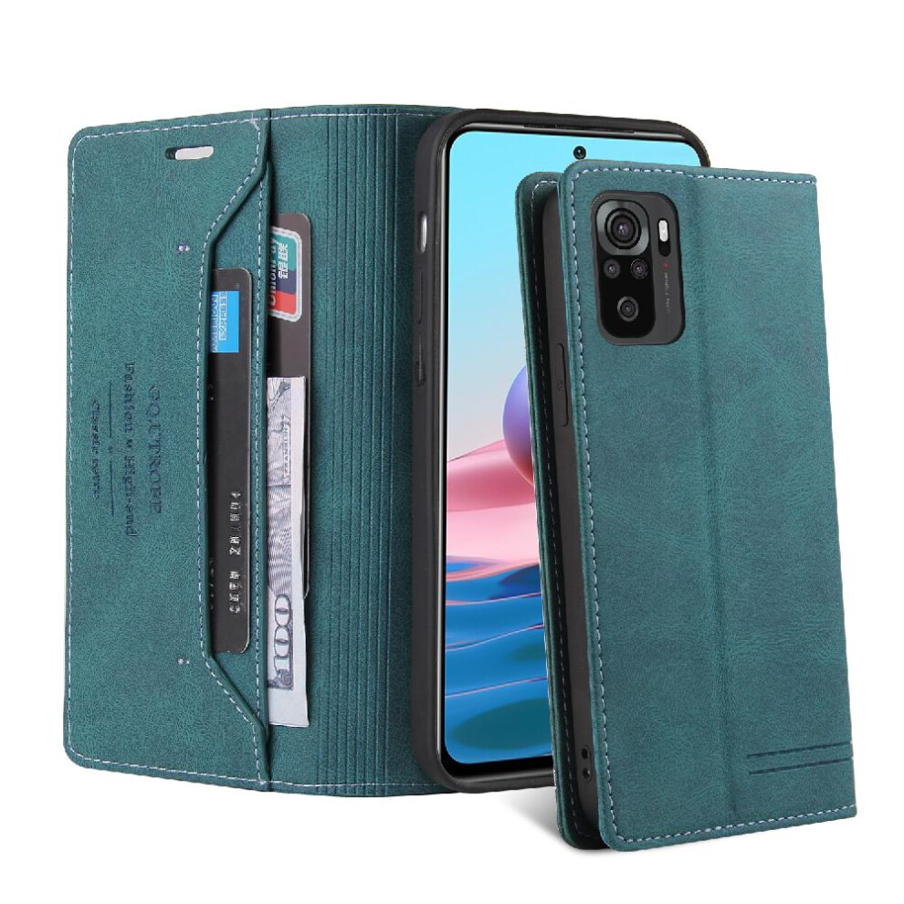 (Green) Case For Xiaomi Redmi Note 10 4G/Note 10S Premium Leather Premium Leather Two Card Slots Kickstand Green 764762720988