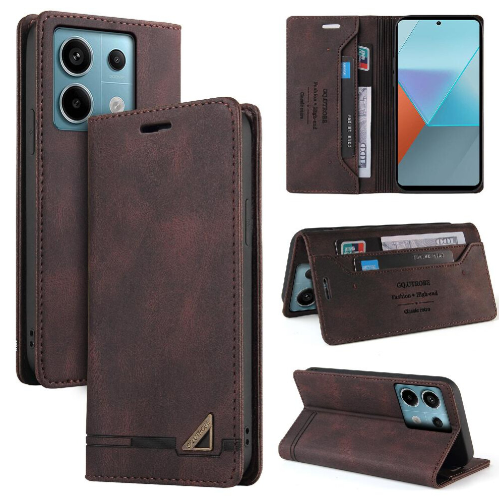 (Brown) Case For Xiaomi Redmi 10 5G Two Card Slots Kickstand Premium Leather Premium Leather Brown 764762721015
