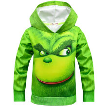 (8-9 Years) Kids Boys The Grinch Hooded Hoodie Pullover Jumper Sweatshirt Tops