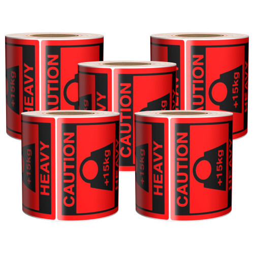 (5 Roll [2500 Sticker]) Package Caution Heavy Parcel Sticker Over 15kg ...
