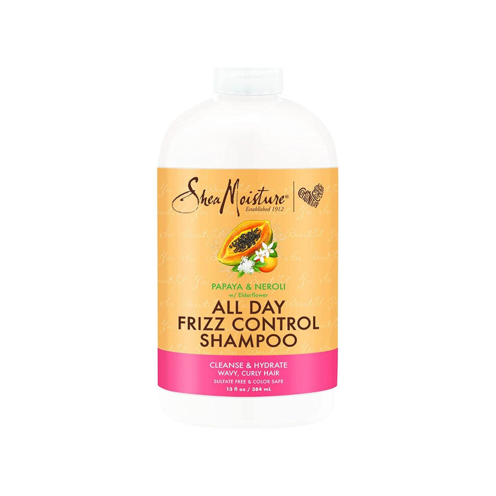 SheaMoisture Papaya and Neroli All Day Frizz Control Shampoo for Frizz Prone Hair Sulfate Free Hair Cleanser 384ml