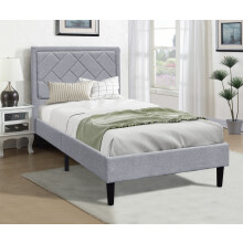 (3ft Single, Light Grey) Fabric Bedframe With Padded Headboard Various Sizes And Colours