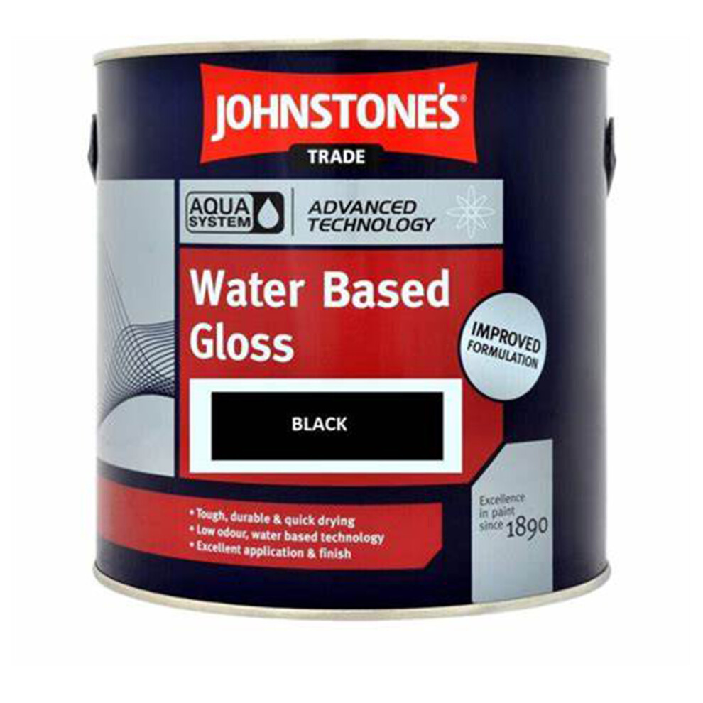 Johnstones Trade Aqua System Water Based Gloss Paint 2.5l Black