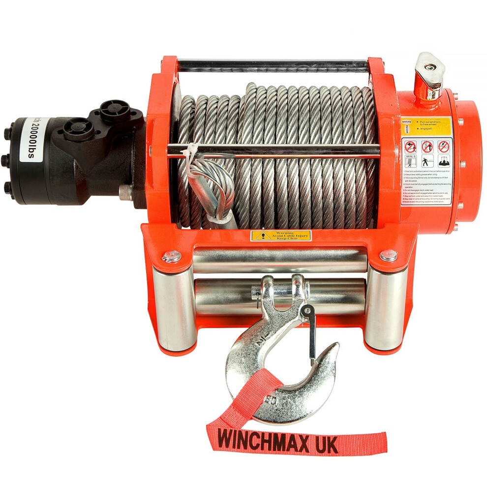 20,000lb Hydraulic Winch. 25m x 14mm Steel Rope.