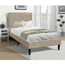 (3ft Single, Stone) Fabric Bedframe With Padded Headboard Various Sizes And Colours