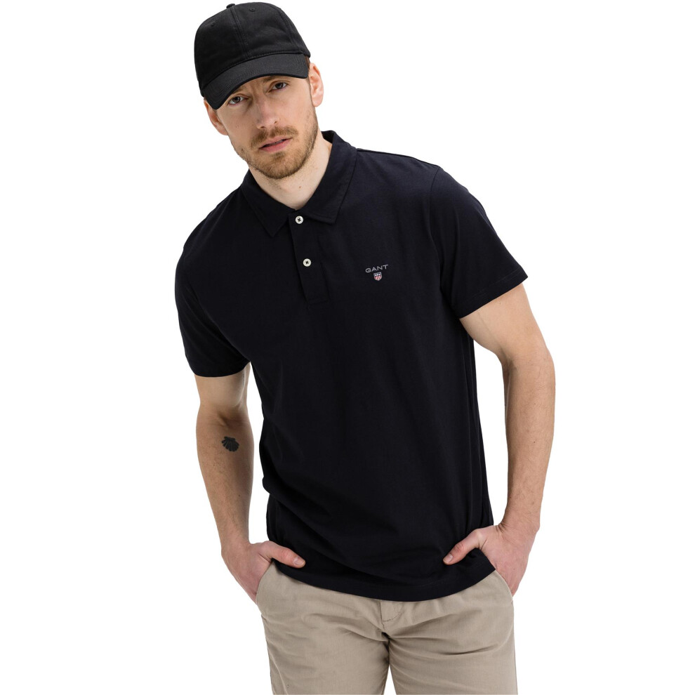 (Black, XL) Gant Mens Original Pique Short Sleeve Polo Shirt