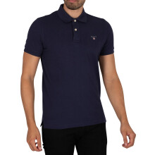 (Navy, L) Gant Mens Original Pique Short Sleeve Polo Shirt