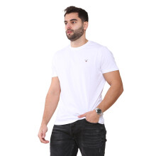 (White, XL) Gant Mens Contrast logo Crew Neck T-shirt