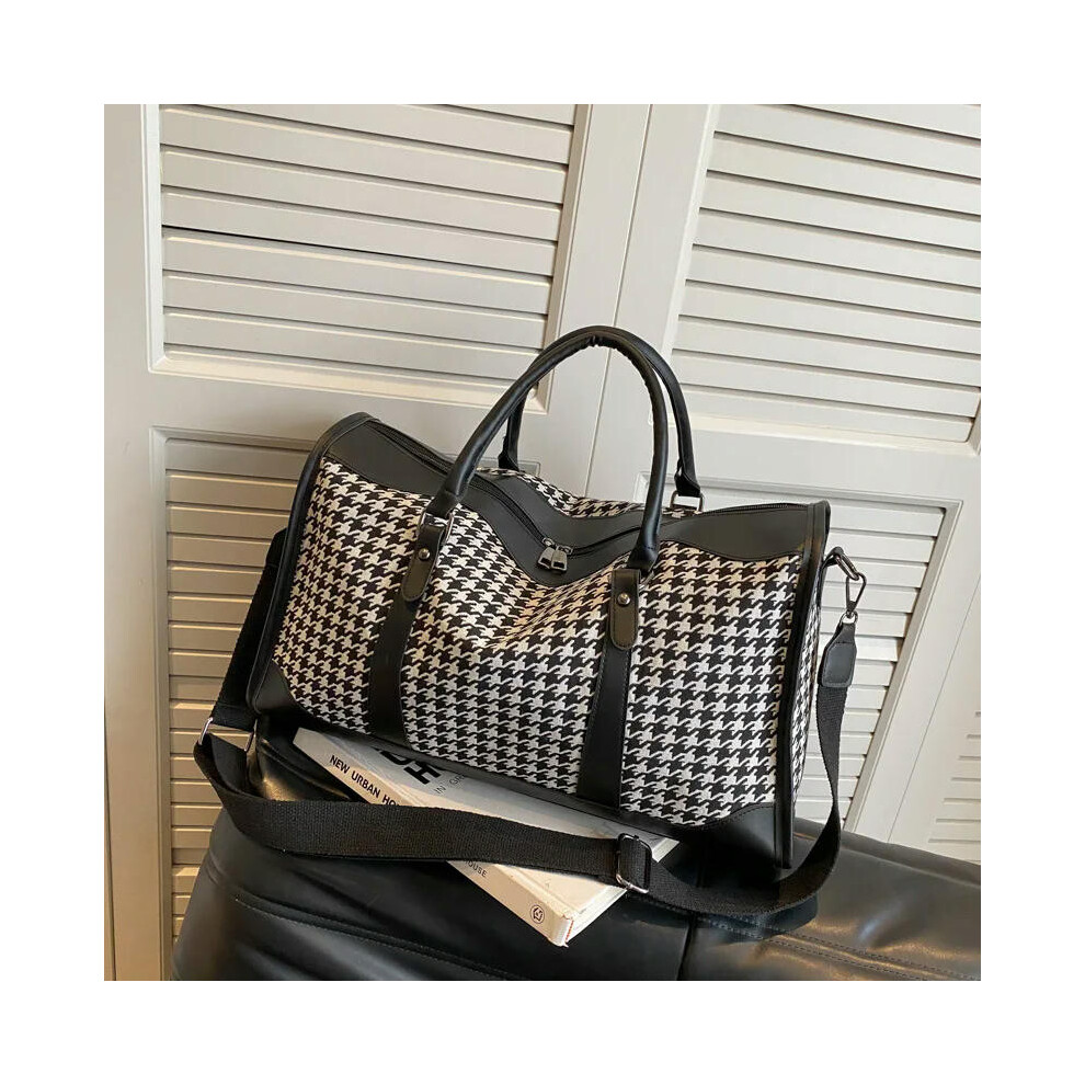 (big size) 2024 Fashion Houndstooth Leather travel bag large size luggage packing cubes Casual travel ladies handbags New malas de viagem