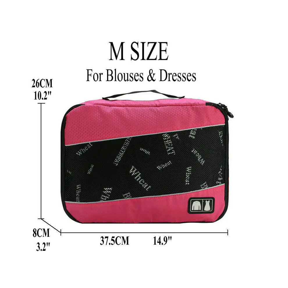 (Rose M) Soperwillton Packing Cubes Nylon Travel Organizer Bag Breathable Mesh Duffle Bag Men Women Travel Luggage Organizer Set