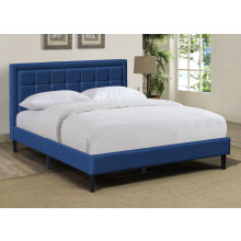 (4ft6 Double, Blue ) Fabric Bedframe With Buttoned Headboard In Various Sizes And Colours