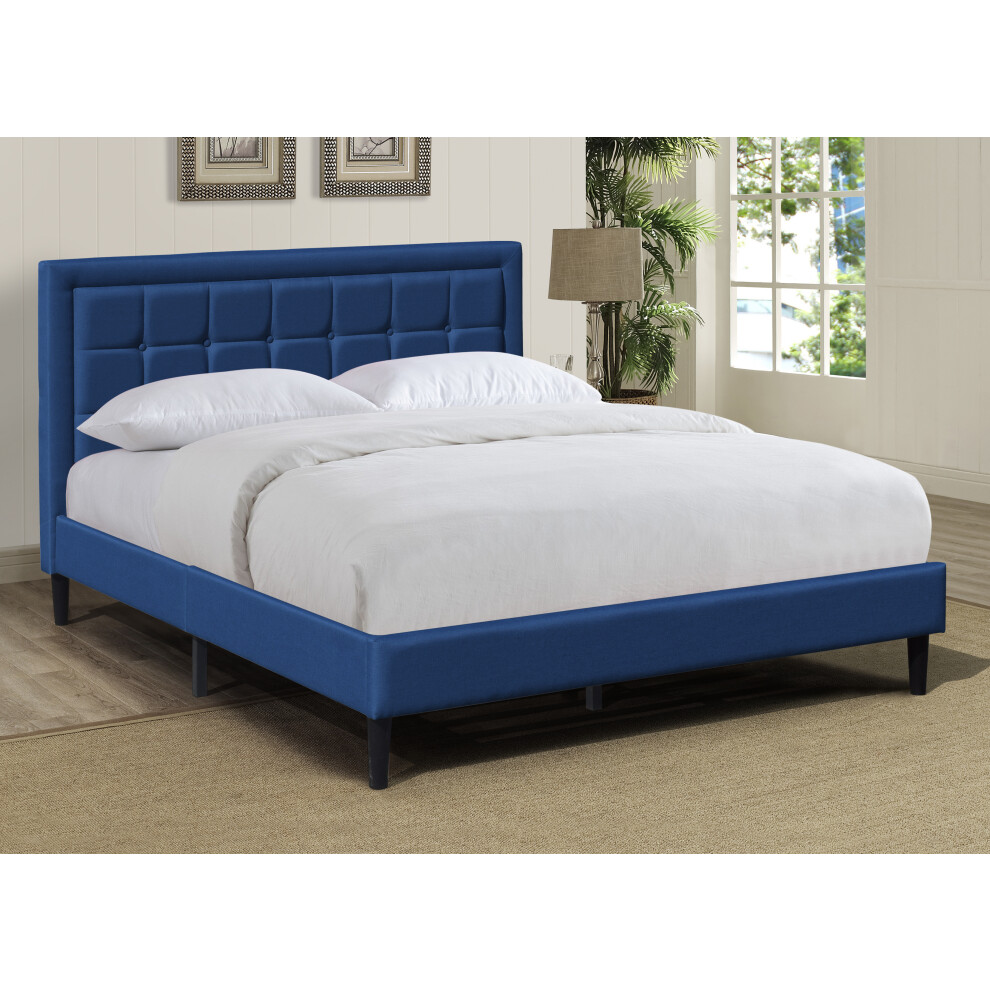 (5ft Kingsize, Blue ) Fabric Bedframe With Buttoned Headboard In Various Sizes And Colours