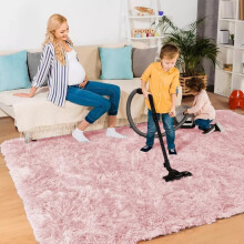 (Pink, 120cm x 170cm (4ft x 5ft 6")) Non Slip Shaggy Outdoor Large Area Rug Runner Mats