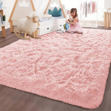 (Pink, 160 x 230 cm (5ft 4" x 7ft 8")) Non Slip Shaggy Outdoor Large Area Rug Runner Mats