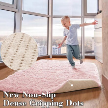 (Pink, 200 x 290 cm (6ft 7" x 9ft 6")) Non Slip Shaggy Outdoor Large Area Rug Runner Mats
