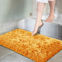 (Yellow, 50cm x 80 cm (1 ft 6 in x 2 ft 6 in) Bath Mat) Non Slip Shaggy Outdoor Large Area Rug Runner Mats