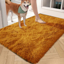 (Yellow, 80cm x 150cm (2ft 6" x 5ft)) Non Slip Shaggy Outdoor Large Area Rug Runner Mats