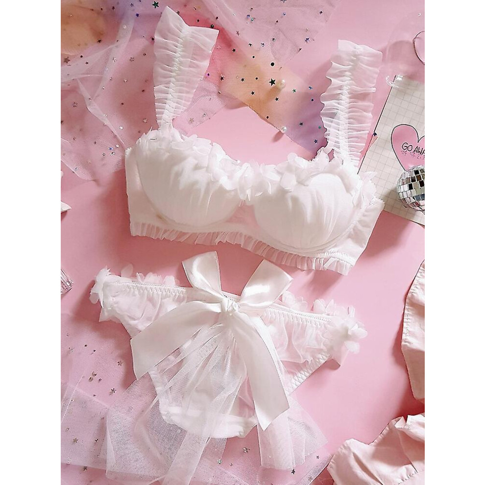 (75A) Japanese Sweet Lolita Women's Cute Love Bowknot Mesh Bra-image-OPC-PDTS9HX-NEW