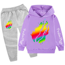 (Grey Purple, 140cm) Preston Playz Kids Hoodie and Pants Set