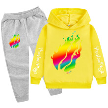 (Grey Yellow, 140cm) Preston Playz Kids Hoodie and Pants Set