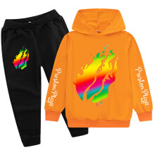(Black Orange, 140cm) Preston Playz Kids Hoodie and Pants Set