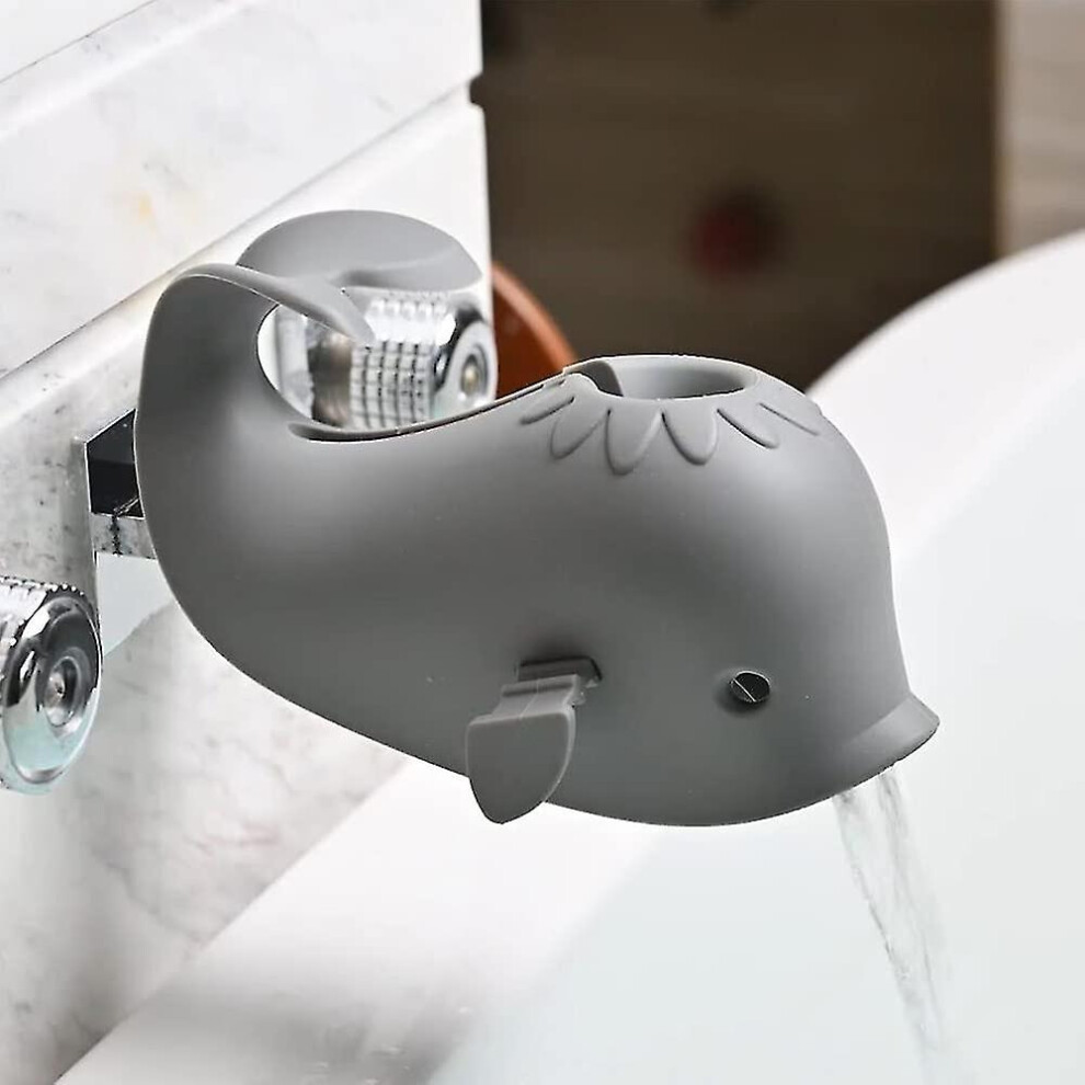 (Grey) 2023 Faucet Cover Bathtub Baby Tub, Faucet Cover Baby Bathtub Silicone Whale For Kids, Bath Spout Cover Baby Bathtub Fast Grey