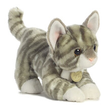 Aurora? Adorable Miyoni? Grey Tabby Kitten Stuffed Animal - Lifelike Detail - Cherished Companionship - Gray 9 Inches