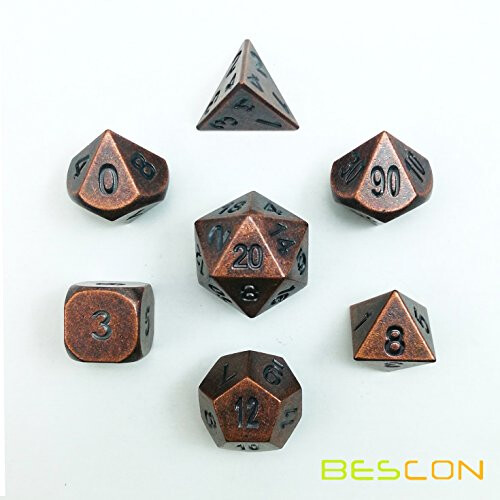 Bescon Αντίκες Χάλκινο Μεταλλικό Σετ 7 Πολυεδρικών Ζαριών D&D RPG 1