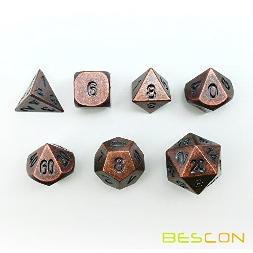 Bescon Αντίκες Χάλκινο Μεταλλικό Σετ 7 Πολυεδρικών Ζαριών D&D RPG 2