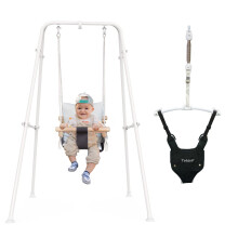 RAGOZONERY 2-in-1 Baby-Jumper mit Kleinkindschaukel, Baby-Jumper und -H  pfburgen, Indoor-Outdoor-Kleinkind-Schaukel-Set, Baumwolle, Wei