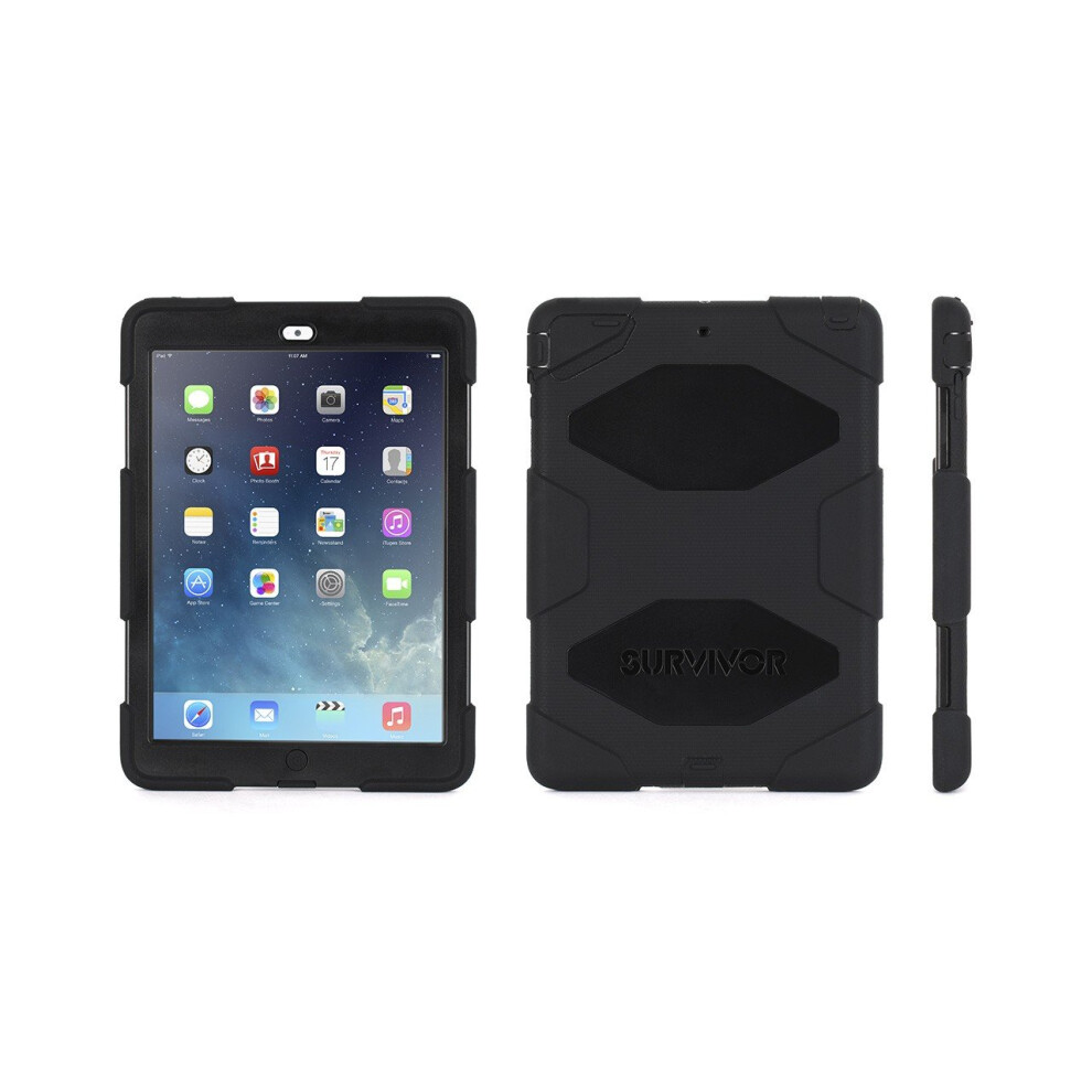 Apple IPad Air Griffin Survivor Case, Black, Black, and Black, Retail Packaged (GB36307)