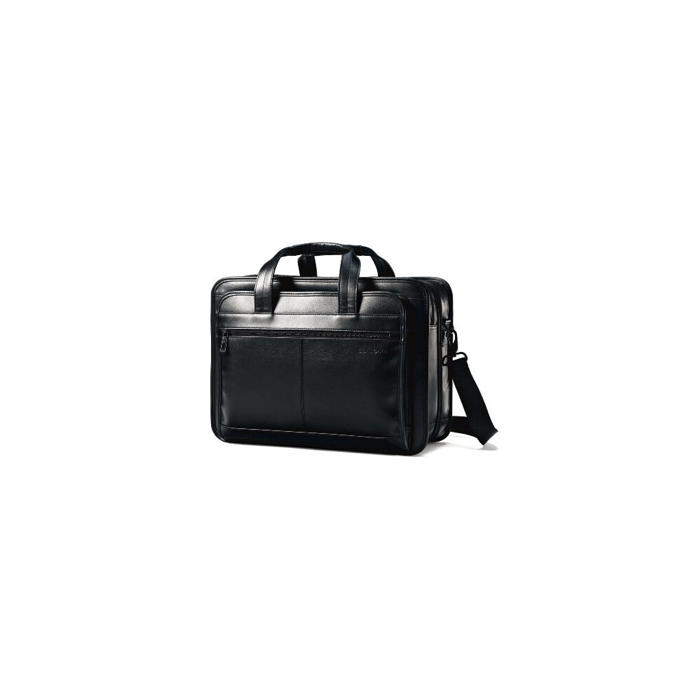 Samsonite Leather Expandable Briefcase, Black, One Size