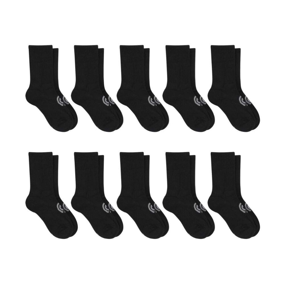 C9 Champion boys 10 Pack Black Crew Socks, Black, Large US