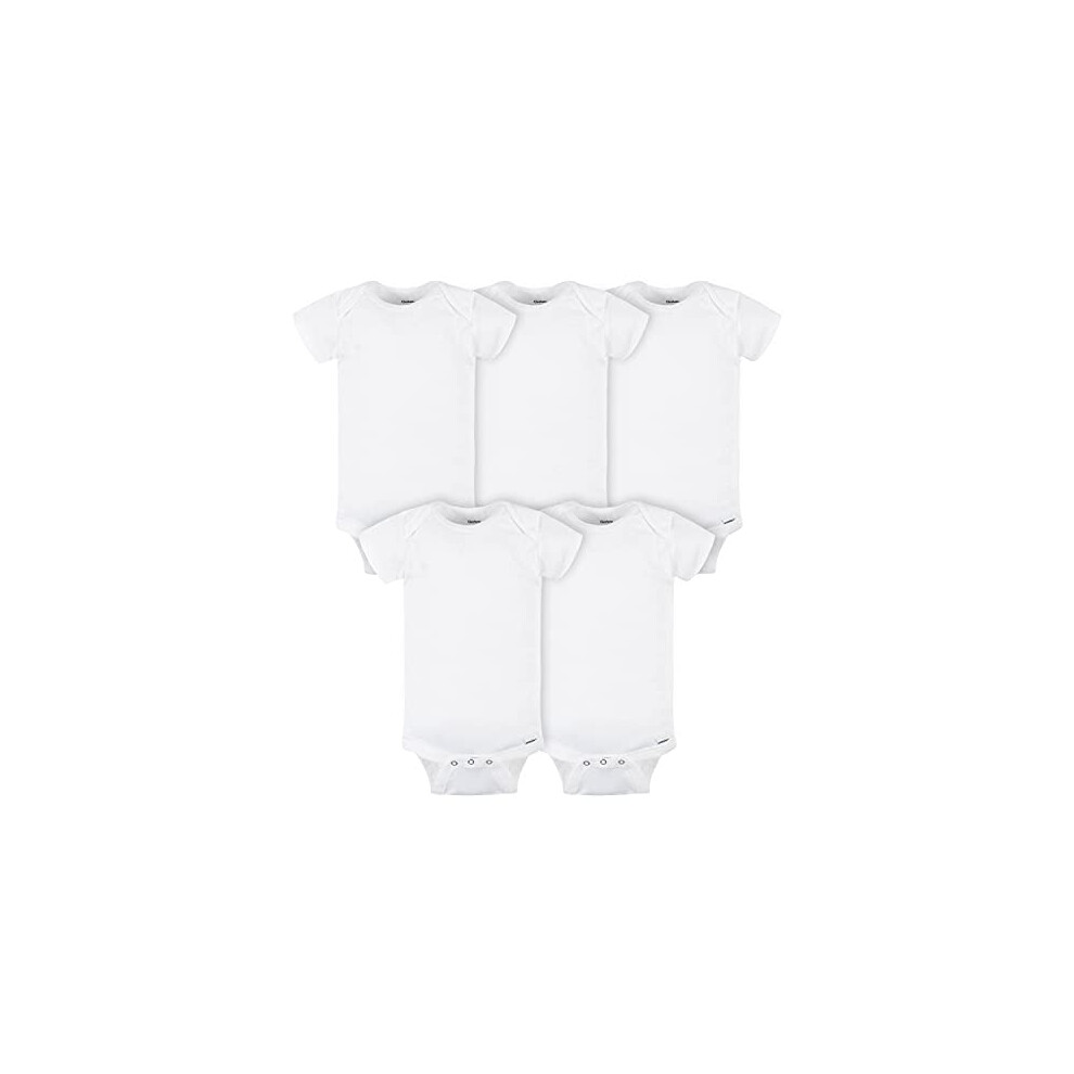 Gerber Baby 5-Pack Solid Onesies Bodysuits Pants, White, 5T