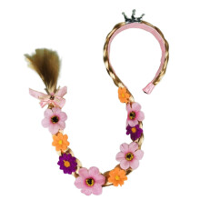 Rapunzel Children\'s Headband Headdress With Flower Girls Baby Long Wig Braid Princess Bow Hair