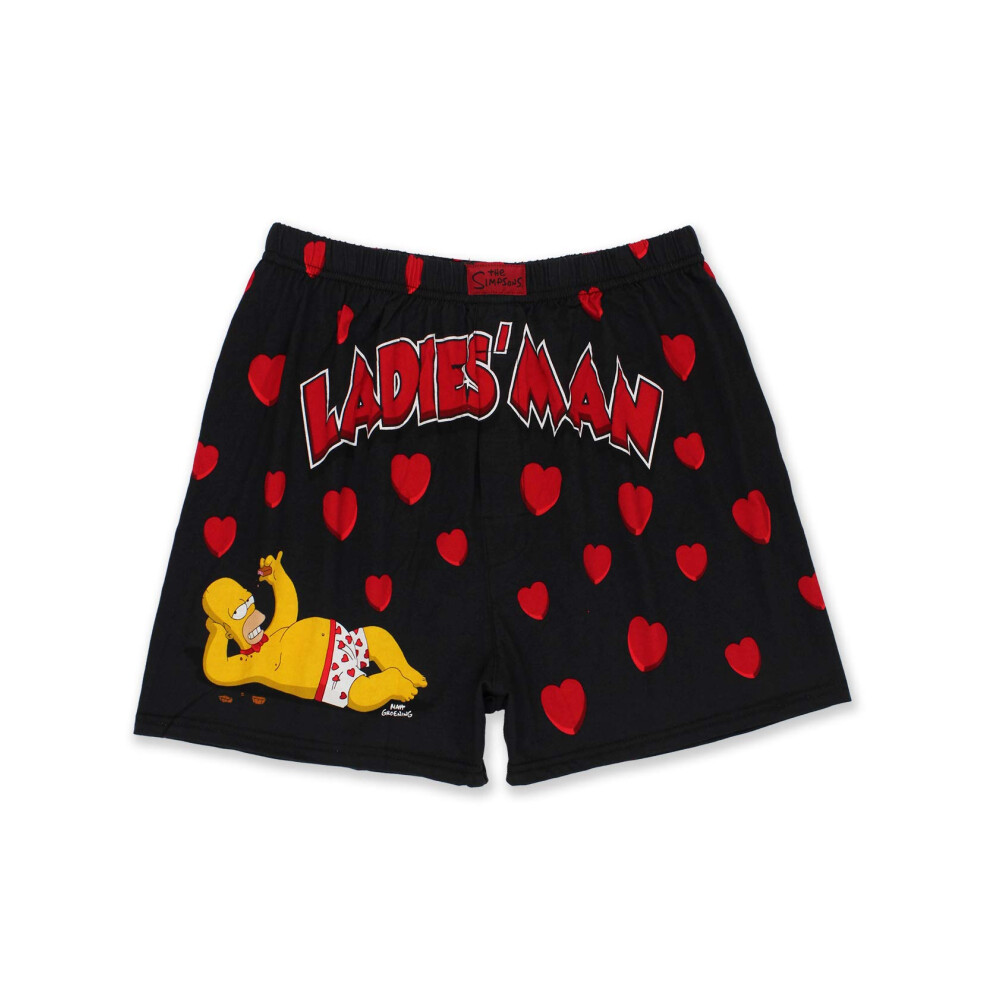 The Simpsons Homer Ladies Man Men's Briefly Stated Boxer Shorts Underwear (Medium, Black)