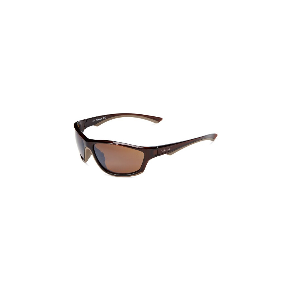 Timberland Mens Tb9045sw6350h Polarized Wrap Sunglasses, Brown, 63 mm