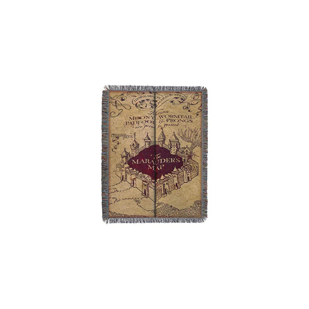 Harry Potter Woven Tapestry Throw Blanket, 48 x 60 Inches, Marauders Map
