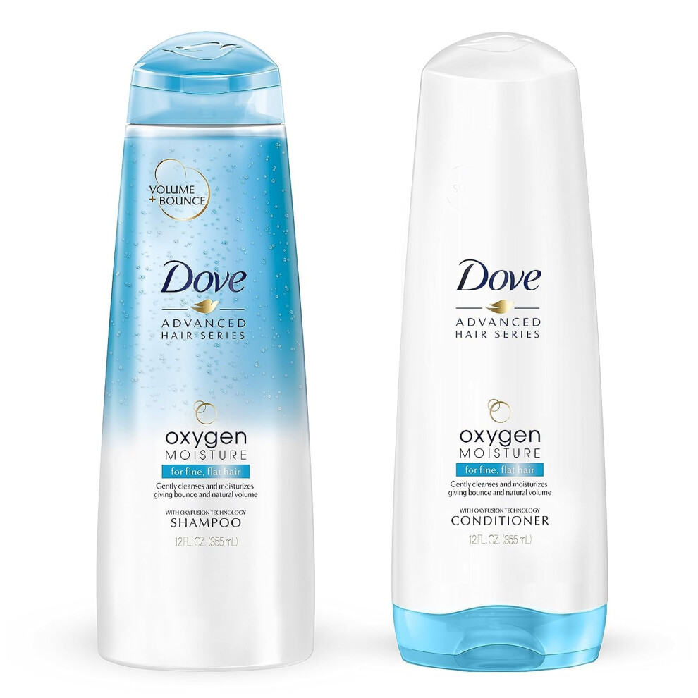 Dove Advanced Hair Series Oxygen Moisture 12 OZ Shampoo & 12 OZ Conditioner for Fine, Flat Hair.