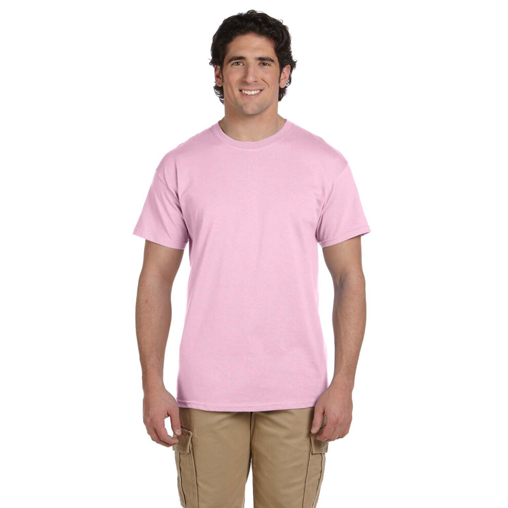 Fruit of the Loom Men's Short Sleeve Crew Tee, Large - Classic Pink