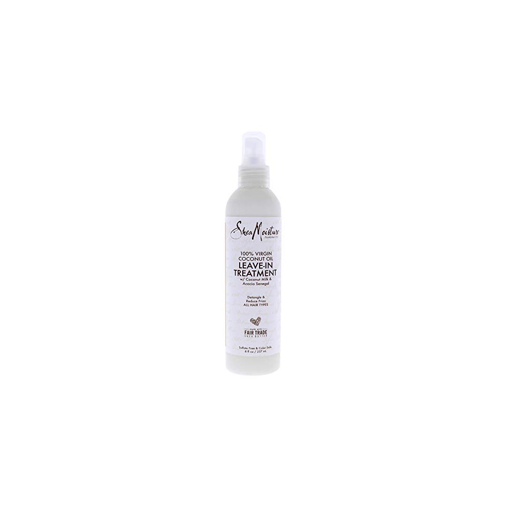 Shea Moisture 100% Virgin Coconut Oil Leave-in Treatment, Shine Curly and Tame Frizz for Tangle-Free Hair, All Natural certified Organic, 8 Ounce